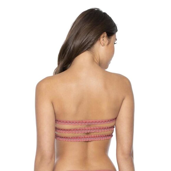 NWT Pilyq rose bandeau bikini top & bottom set, M - Picture 4 of 8